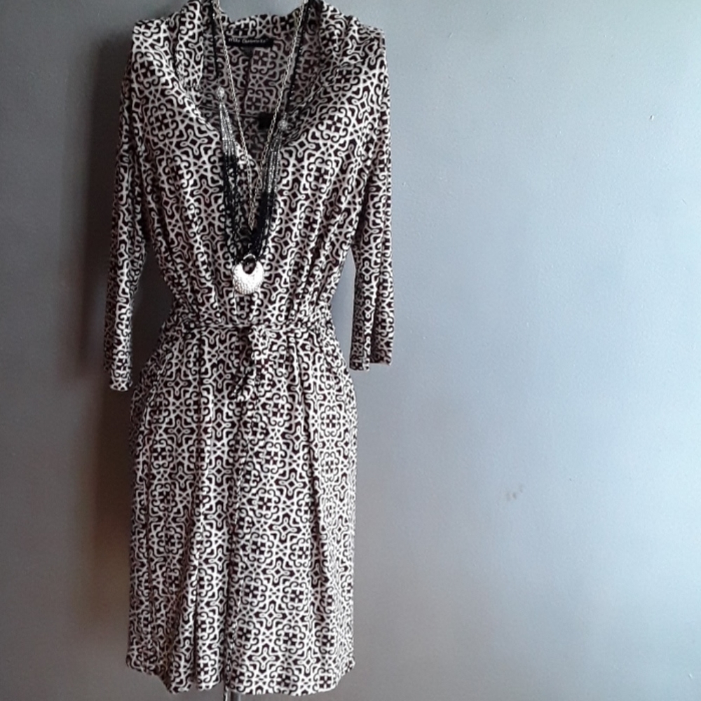 Cream and Burgundy dress